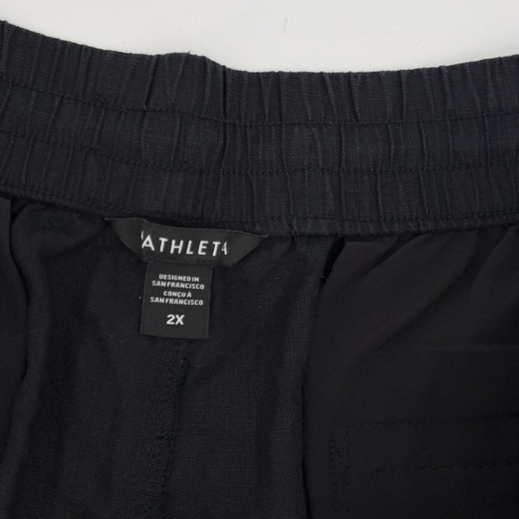 Athleta Retreat Linen High Rise Wide Leg Pants 2X Black Relaxed - Picture 5 of 10